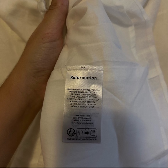 Reformation Malvina Linen Mini Dress White Ivory Puff Sleeve Square Neck 12 NWT - Picture 9 of 15